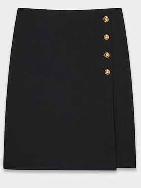 Aritzia Babaton Advent Button Detail Wrap Skirt in Dark Night Navy